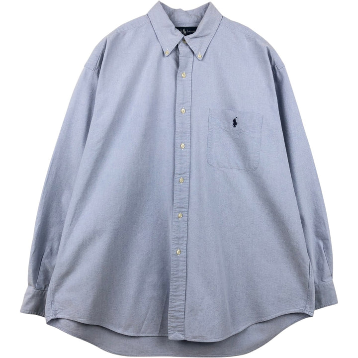 Ralph Lauren Big Shirt, long-sleeved button-down shirt, men's XXL cotton Blue type light blue Vintage Second Hand