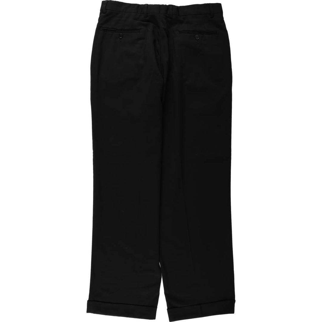 Two-pleat wool trousers, Italian made, men's size W34 (approx.) wool black type Vintage Second Hand