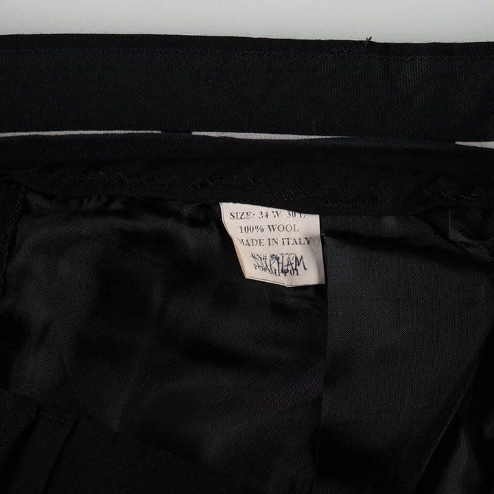 Two-pleat wool trousers, Italian made, men's size W34 (approx.) wool black type Vintage Second Hand