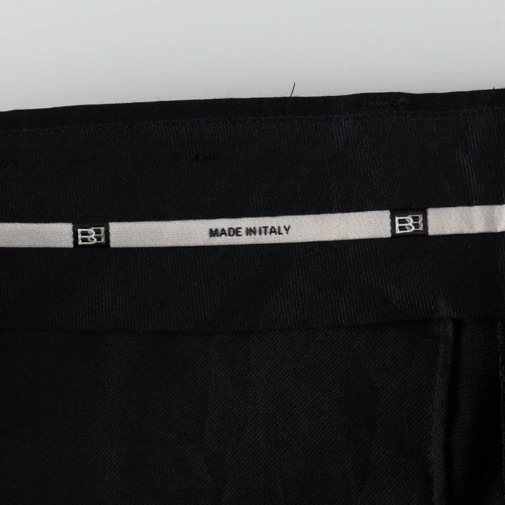 Two-pleat wool trousers, Italian made, men's size W34 (approx.) wool black type Vintage Second Hand