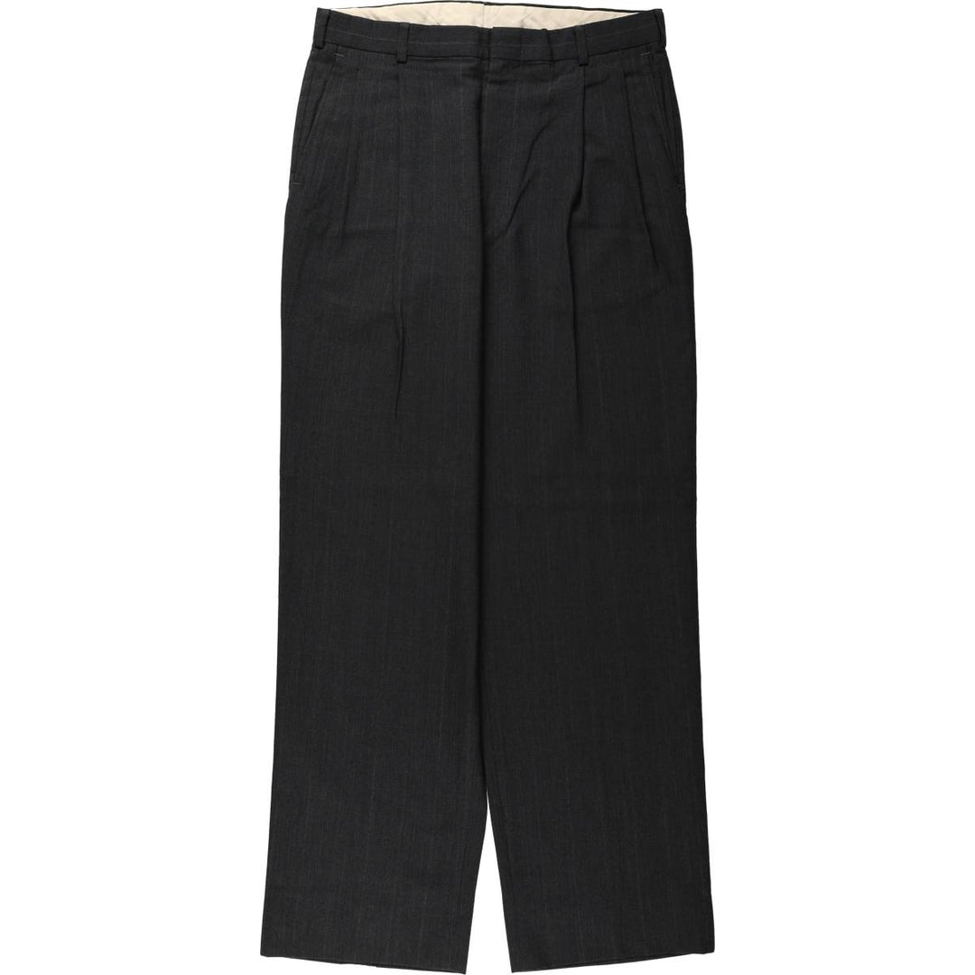 ~90'S Stripe Pattern Two-Pleat Slacks Pants, Made in USA, Men's W31 (approx.), Vintage unclear Charcoal Vintage Second Hand