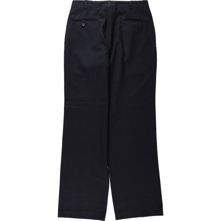 Check Pattern Two-Pleat Slacks Pants Men's W30 (approx.) unclear navy blue type Vintage Second Hand