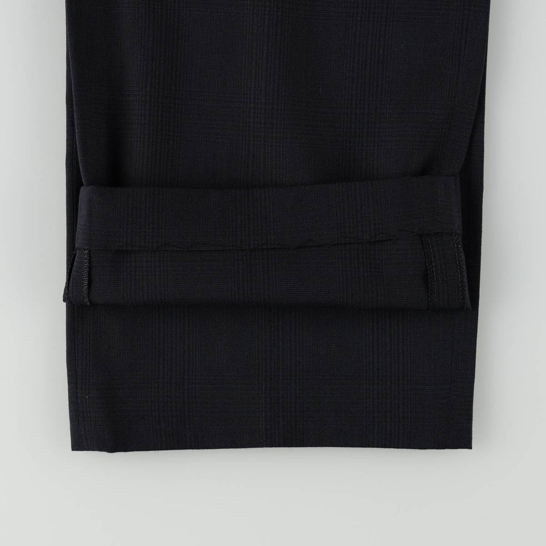 Check Pattern Two-Pleat Slacks Pants Men's W30 (approx.) unclear navy blue type Vintage Second Hand