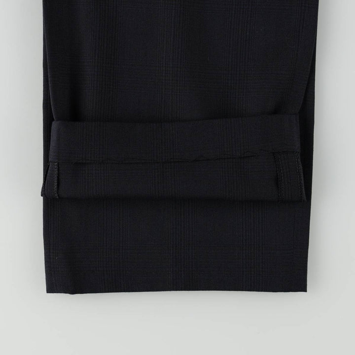 Check Pattern Two-Pleat Slacks Pants Men's W30 (approx.) unclear navy blue type Vintage Second Hand
