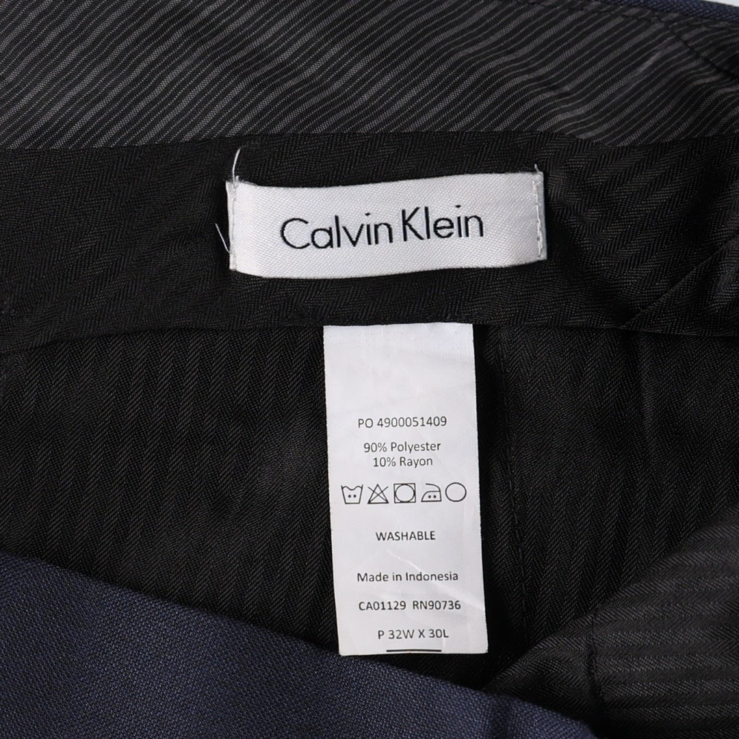 Calvin Klein slacks for men, size W32 (approx.) polyester blue type Vintage Second Hand