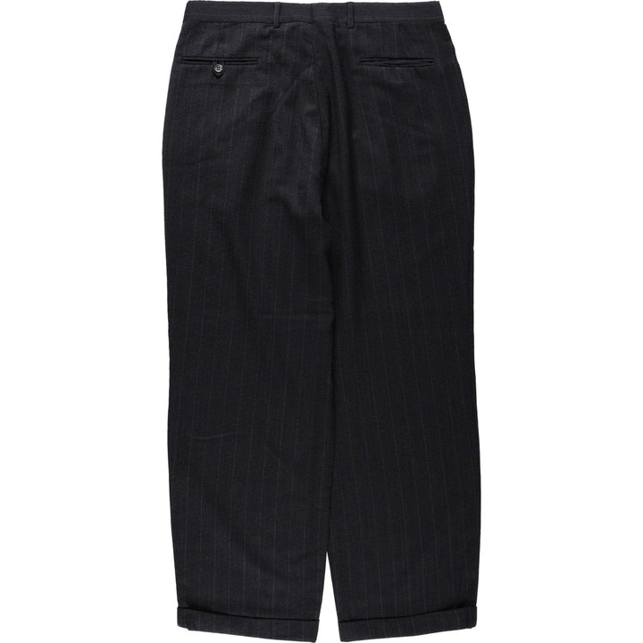 Stripe Pattern Two-pleat Slacks Pants for Men (W34 equivalent) unclear gray type Vintage Second Hand