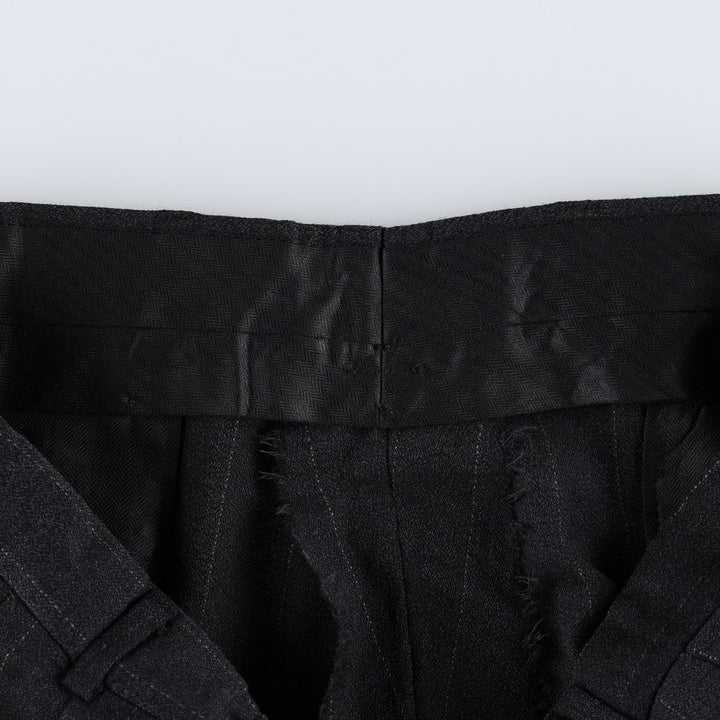 Stripe Pattern Two-pleat Slacks Pants for Men (W34 equivalent) unclear gray type Vintage Second Hand