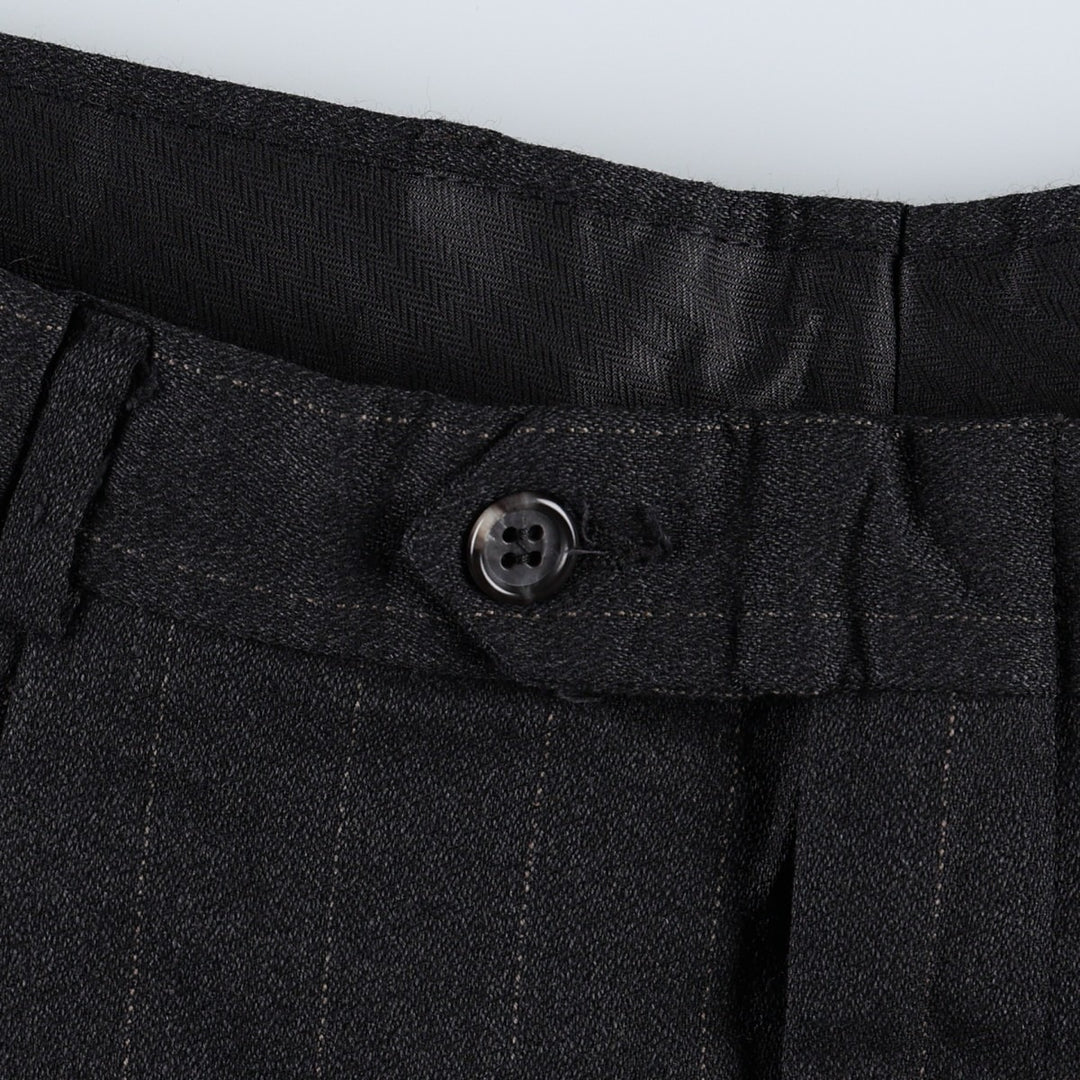 Stripe Pattern Two-pleat Slacks Pants for Men (W34 equivalent) unclear gray type Vintage Second Hand