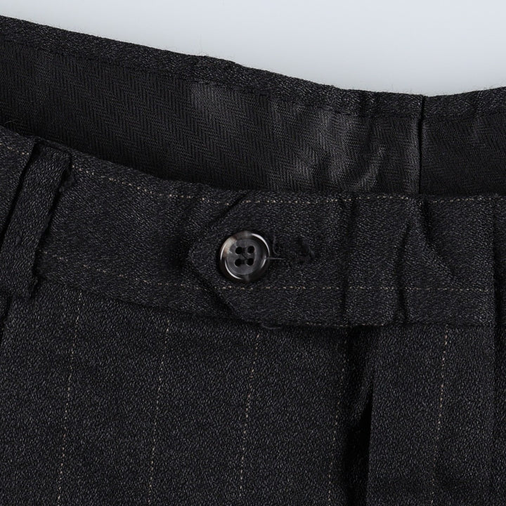 Stripe Pattern Two-pleat Slacks Pants for Men (W34 equivalent) unclear gray type Vintage Second Hand