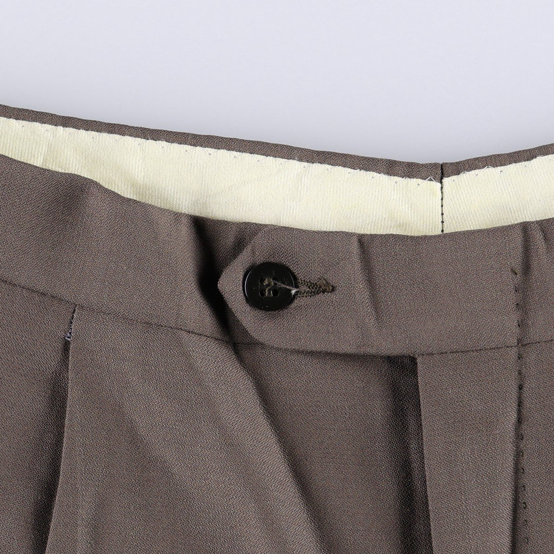 One-pleat slacks pants, men's size W30 equivalent. unclear brown type Vintage Second Hand