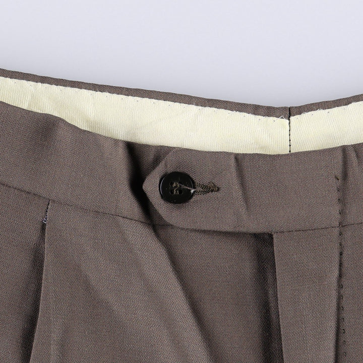 One-pleat slacks pants, men's size W30 equivalent. unclear brown type Vintage Second Hand