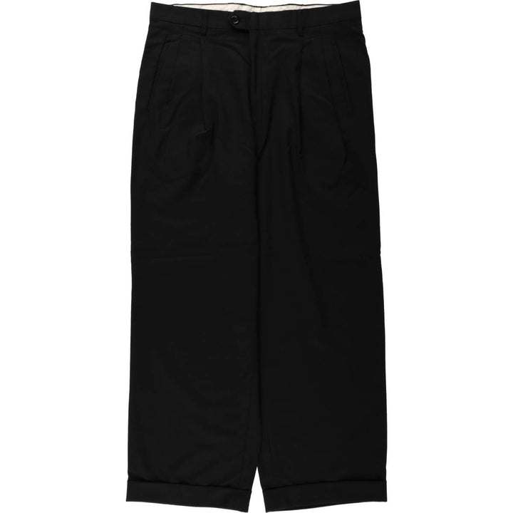 Two-pleat slacks, Italian made, men's size W32 (approx.) unclear black type Vintage Second Hand