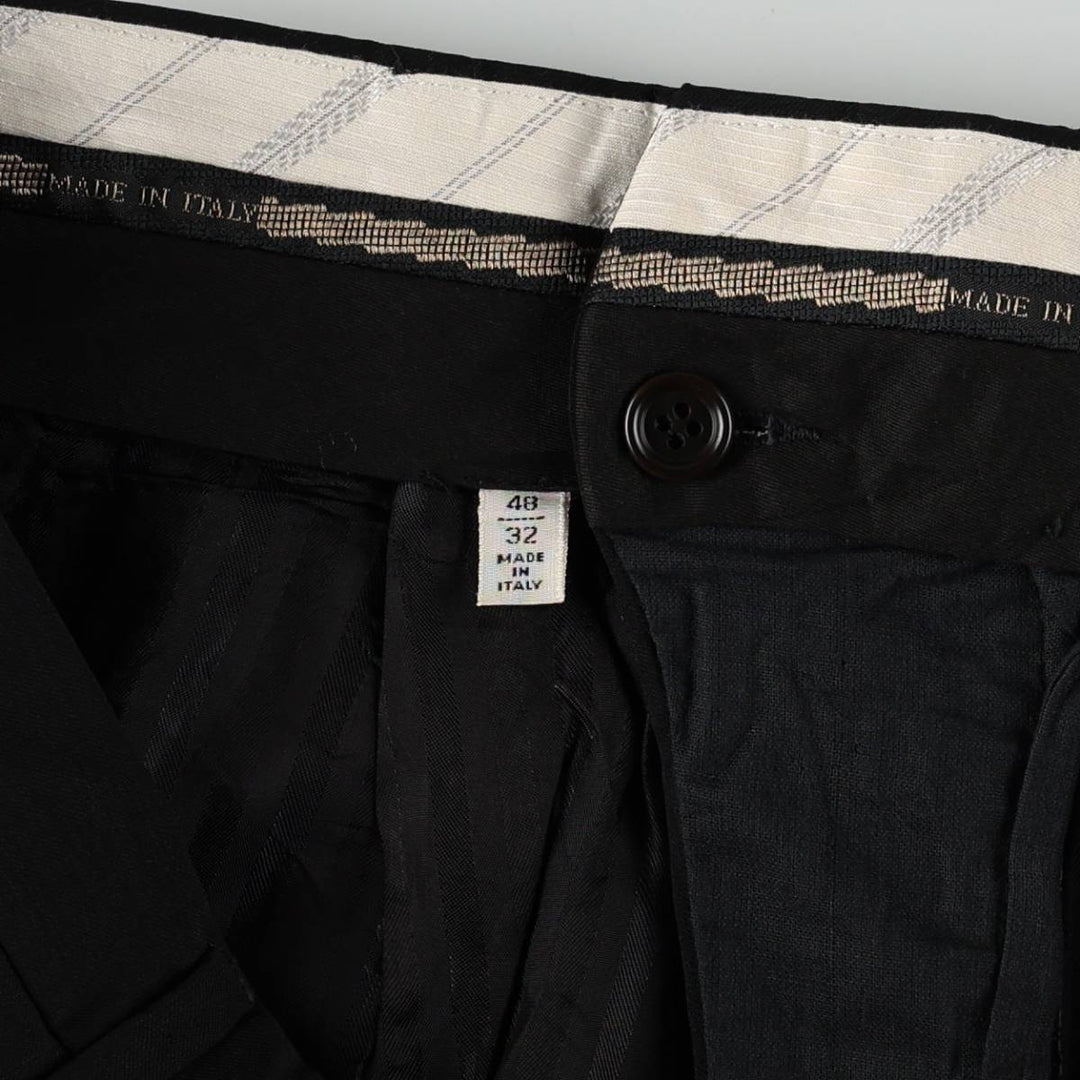 Two-pleat slacks, Italian made, men's size W32 (approx.) unclear black type Vintage Second Hand