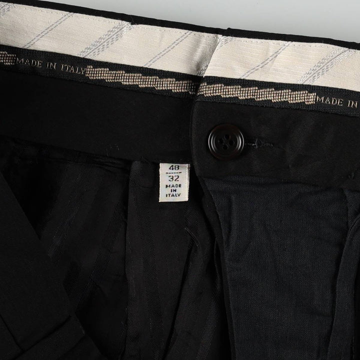 Two-pleat slacks, Italian made, men's size W32 (approx.) unclear black type Vintage Second Hand