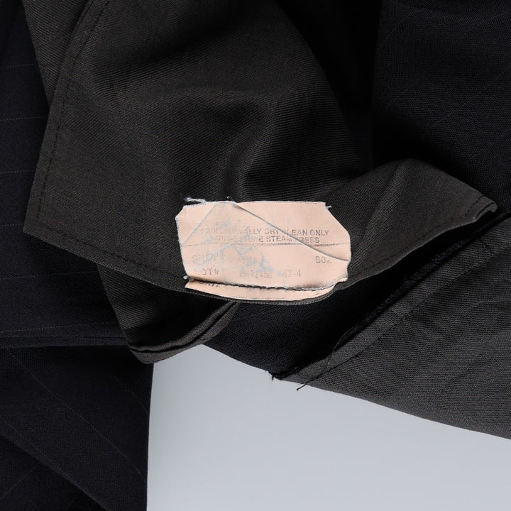 Brooks Brothers BROOKSEASE Stripe Pattern Two-Pleat Wool Trousers, Made in USA, Men's Size W34 (approx.) wool navy blue type Vintage Second Hand