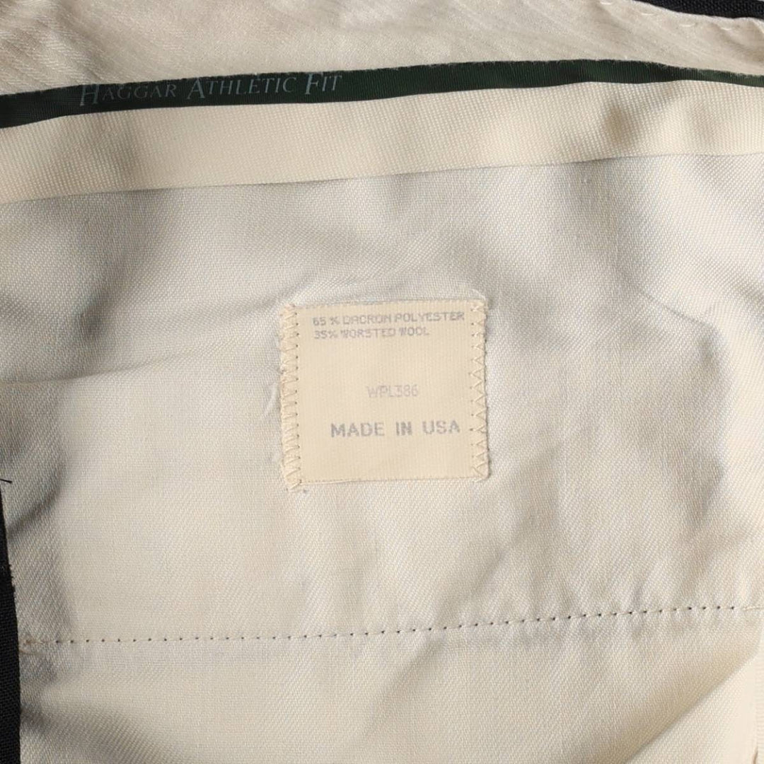 Striped Pattern Two-Pleat Slacks Pants, Made in USA, Men's Size W29 (approx.) polyester black type Vintage Second Hand