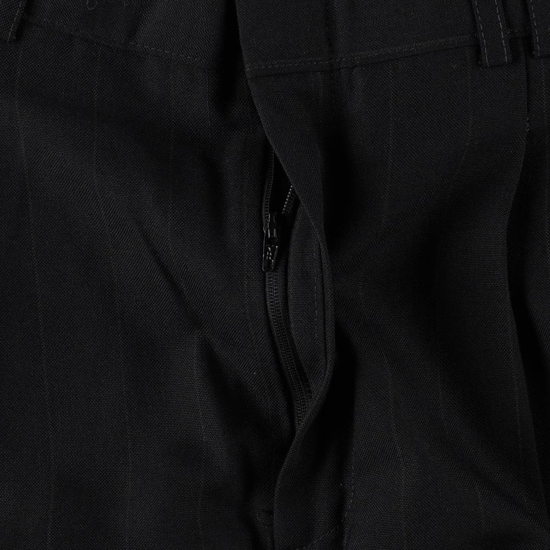 Striped Pattern Two-Pleat Slacks Pants, Made in USA, Men's Size W29 (approx.) polyester black type Vintage Second Hand