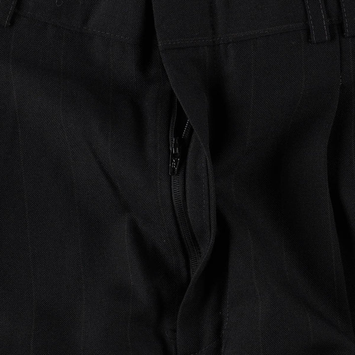 Striped Pattern Two-Pleat Slacks Pants, Made in USA, Men's Size W29 (approx.) polyester black type Vintage Second Hand
