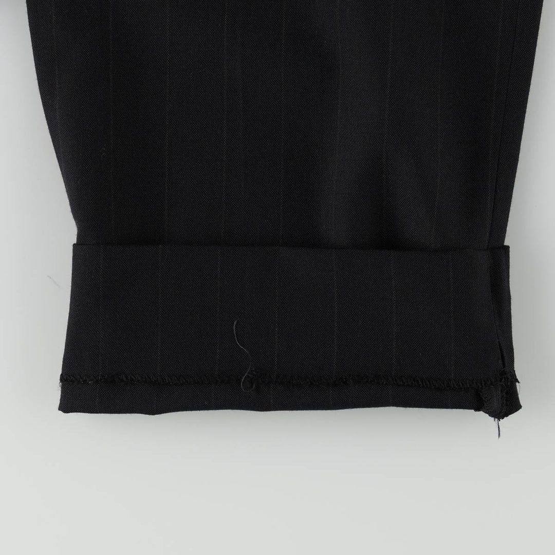 Striped Pattern Two-Pleat Slacks Pants, Made in USA, Men's Size W29 (approx.) polyester black type Vintage Second Hand