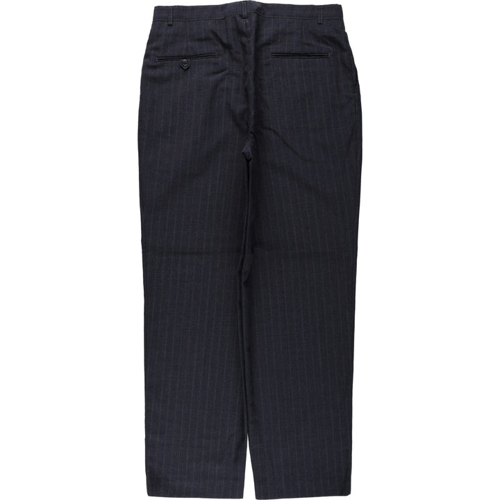 HAGGAR Stripe Pattern Two-Pleat Slacks Pants, Made in USA, Men's Size W34 (approx.) polyester Charcoal Vintage Second Hand