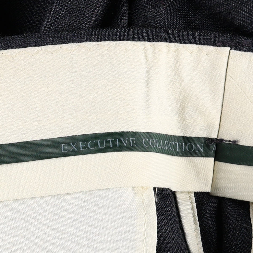 HAGGAR Stripe Pattern Two-Pleat Slacks Pants, Made in USA, Men's Size W34 (approx.) polyester Charcoal Vintage Second Hand