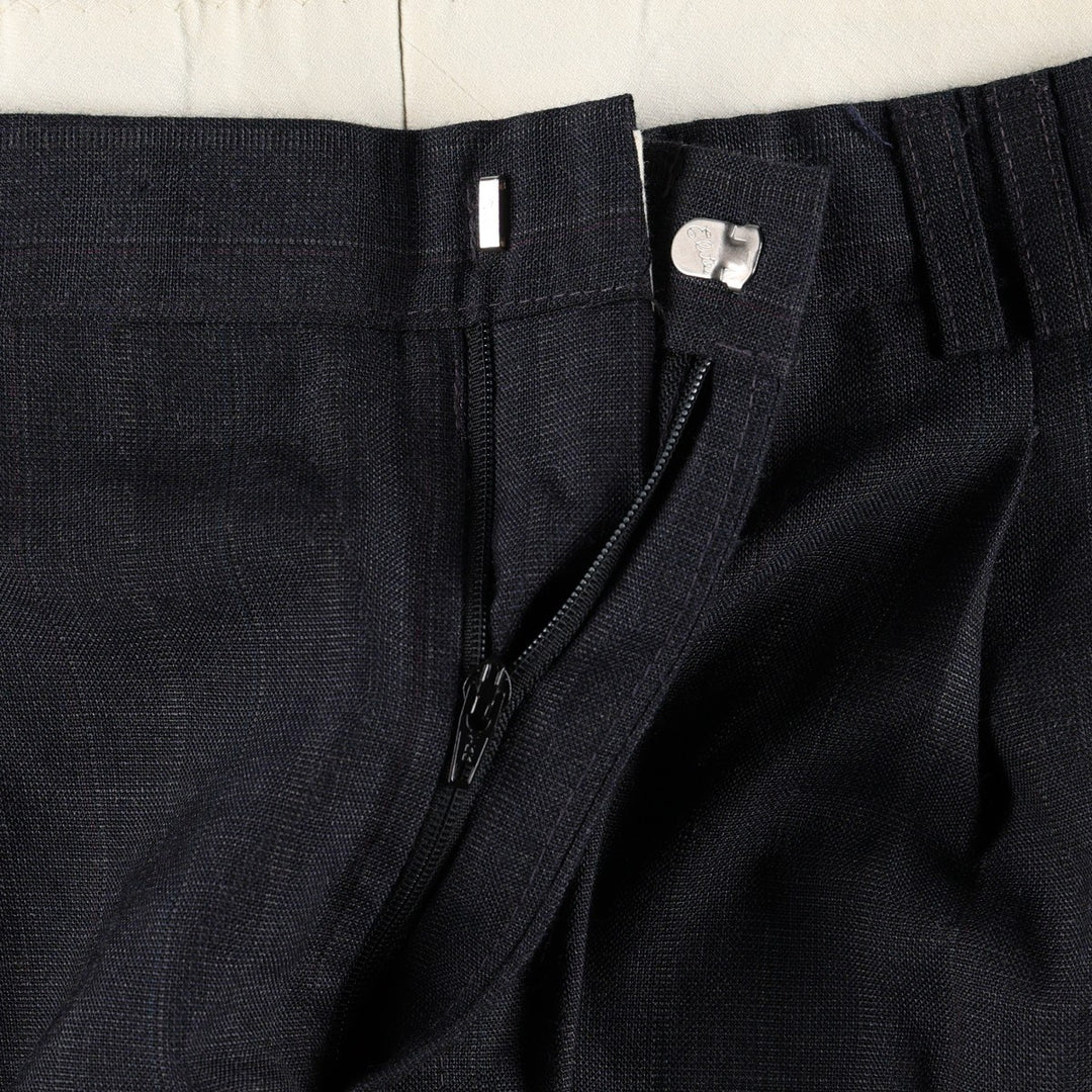 HAGGAR Stripe Pattern Two-Pleat Slacks Pants, Made in USA, Men's Size W34 (approx.) polyester Charcoal Vintage Second Hand