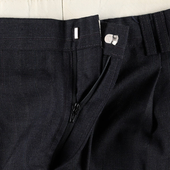 HAGGAR Stripe Pattern Two-Pleat Slacks Pants, Made in USA, Men's Size W34 (approx.) polyester Charcoal Vintage Second Hand