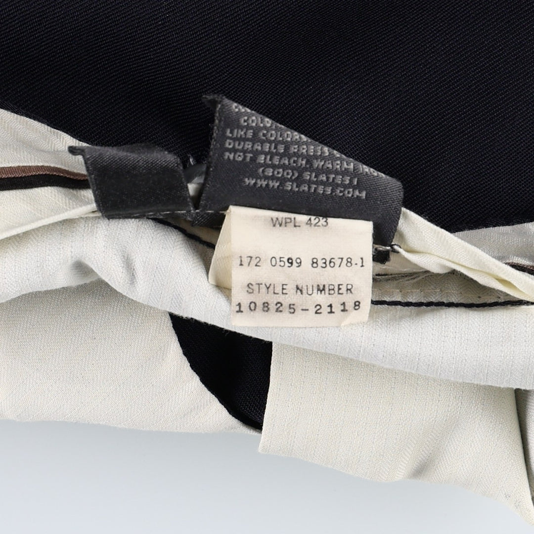 Slates ORIGINAL FIT Two-Pleat Wool x Poly Slacks Pants Men's W32 (approx.) polyester navy blue type Vintage Second Hand