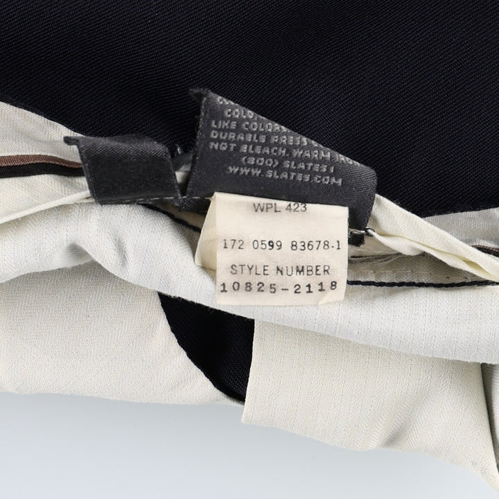 Slates ORIGINAL FIT Two-Pleat Wool x Poly Slacks Pants Men's W32 (approx.) polyester navy blue type Vintage Second Hand