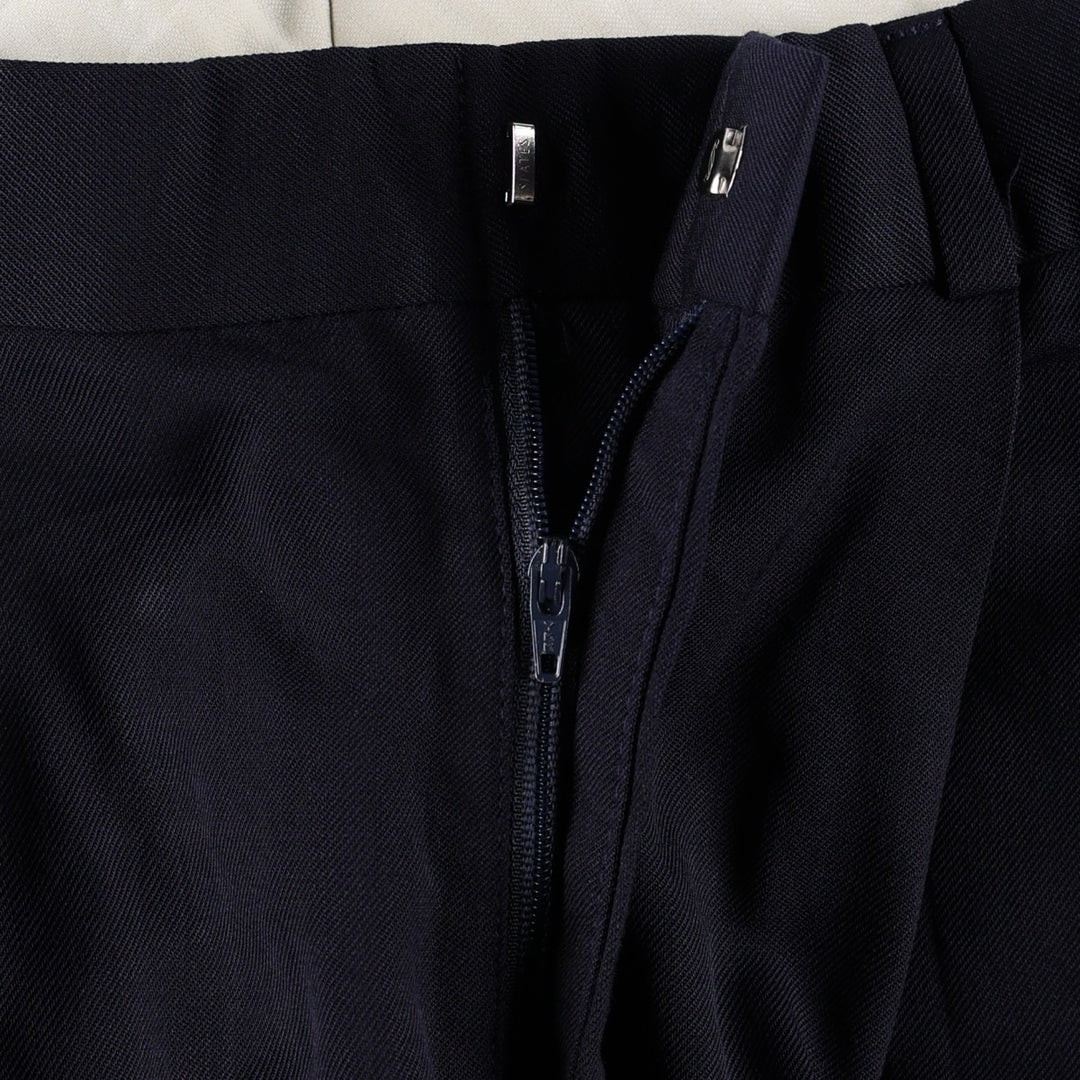 Slates ORIGINAL FIT Two-Pleat Wool x Poly Slacks Pants Men's W32 (approx.) polyester navy blue type Vintage Second Hand