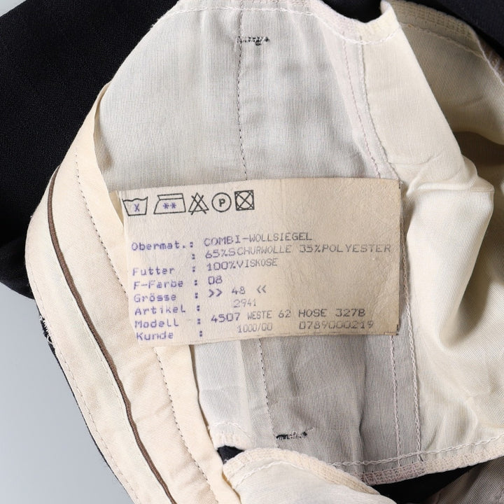 Stripe Pattern Two-pleat Slacks Pants for Men (W32 equivalent) wool navy blue type Vintage Second Hand