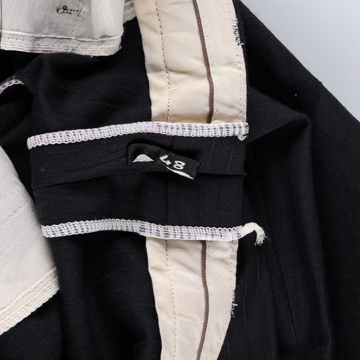 Stripe Pattern Two-pleat Slacks Pants for Men (W32 equivalent) wool navy blue type Vintage Second Hand