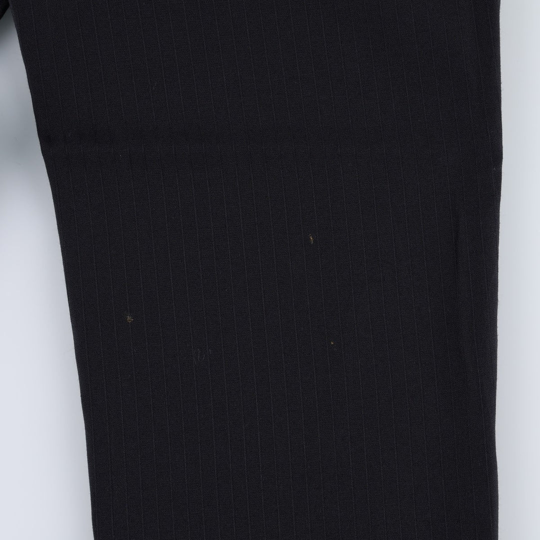 Stripe Pattern Two-pleat Slacks Pants for Men (W32 equivalent) wool navy blue type Vintage Second Hand