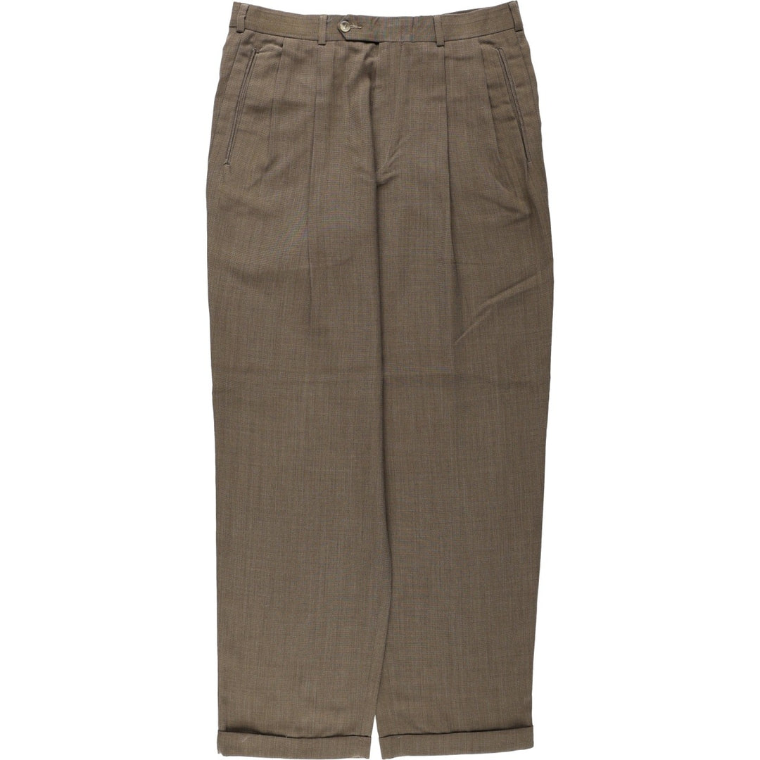 Slates ORIGINAL FIT Two-Pleat Slacks Pants, Men's Size W34 (approx.) polyester brown type Vintage Second Hand