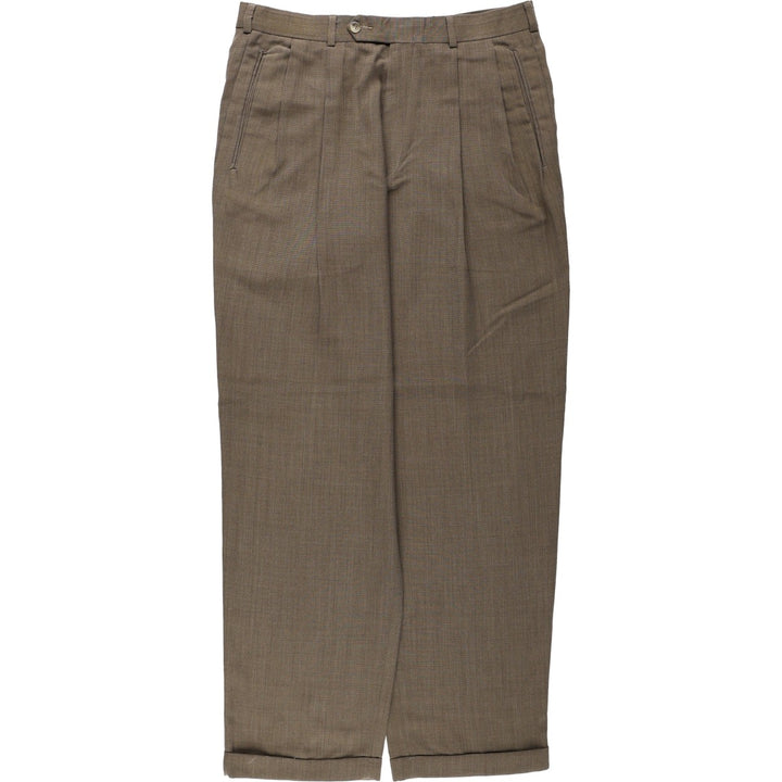 Slates ORIGINAL FIT Two-Pleat Slacks Pants, Men's Size W34 (approx.) polyester brown type Vintage Second Hand