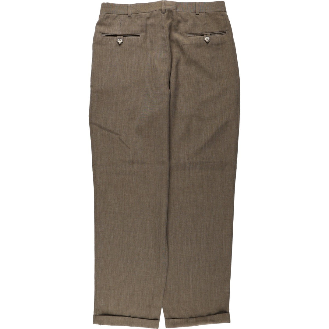 Slates ORIGINAL FIT Two-Pleat Slacks Pants, Men's Size W34 (approx.) polyester brown type Vintage Second Hand