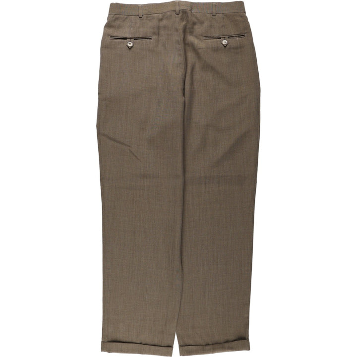 Slates ORIGINAL FIT Two-Pleat Slacks Pants, Men's Size W34 (approx.) polyester brown type Vintage Second Hand
