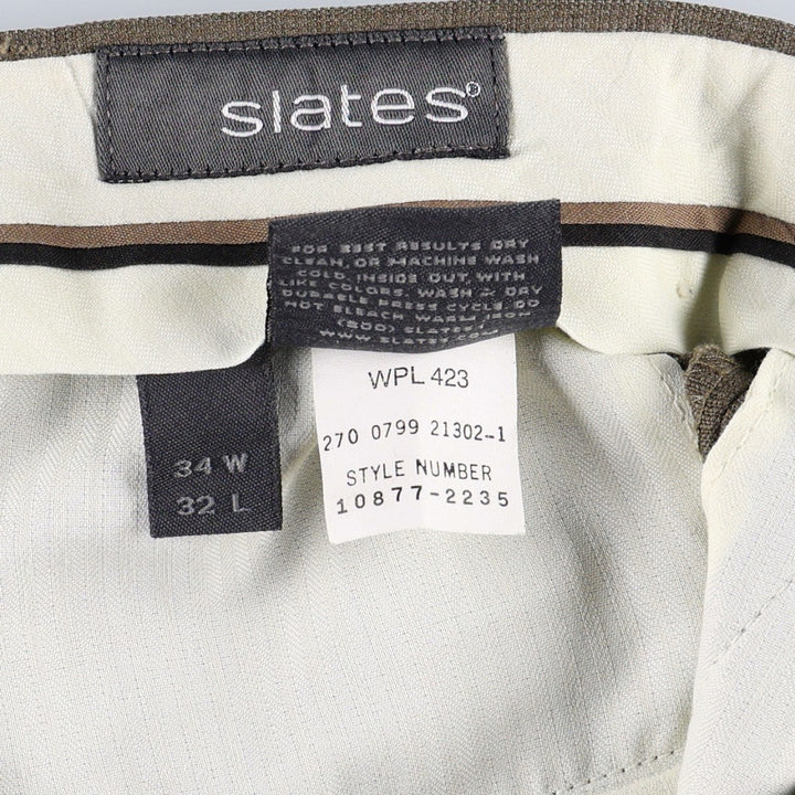 Slates ORIGINAL FIT Two-Pleat Slacks Pants, Men's Size W34 (approx.) polyester brown type Vintage Second Hand