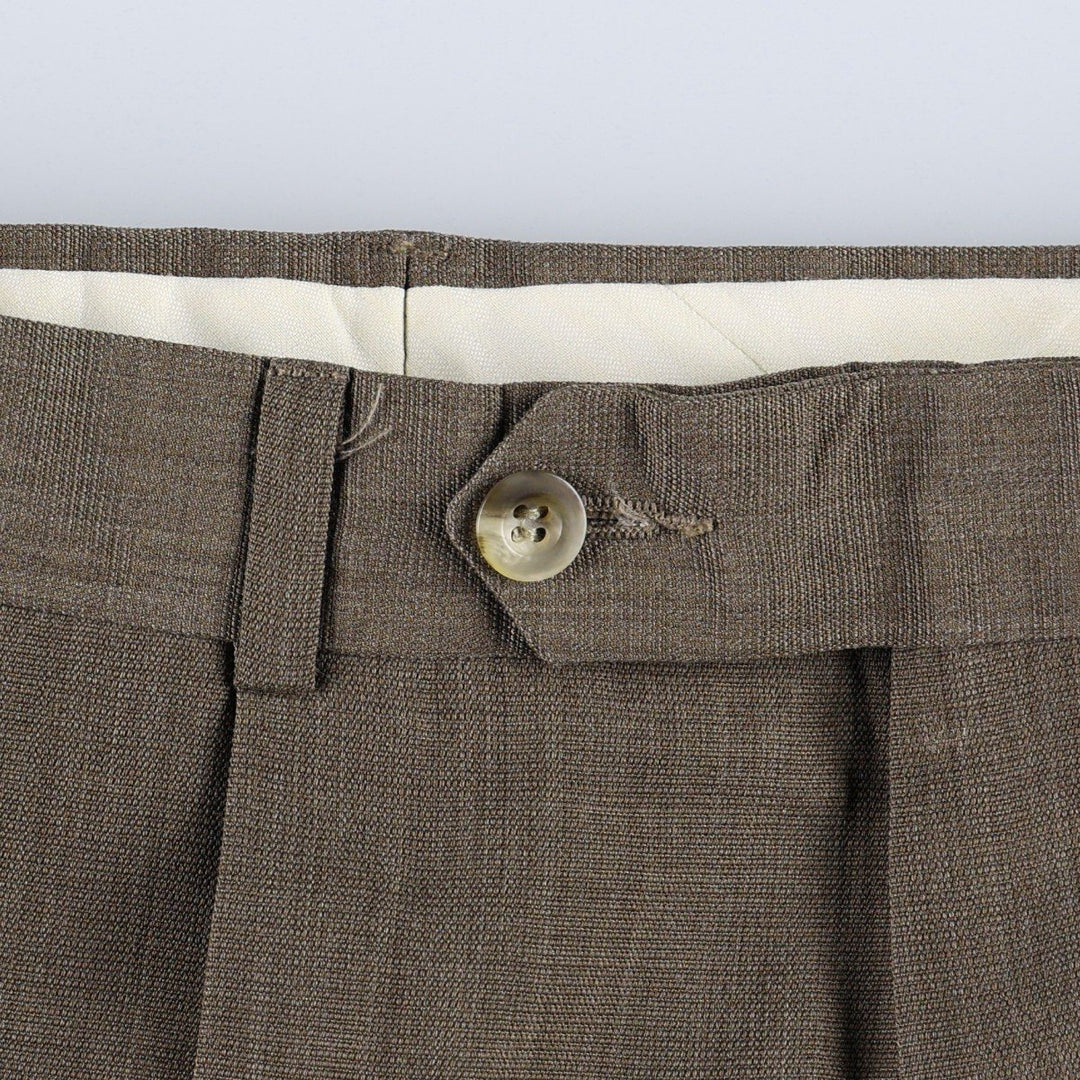 Slates ORIGINAL FIT Two-Pleat Slacks Pants, Men's Size W34 (approx.) polyester brown type Vintage Second Hand