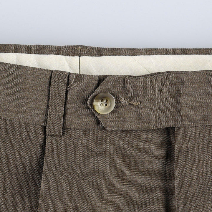 Slates ORIGINAL FIT Two-Pleat Slacks Pants, Men's Size W34 (approx.) polyester brown type Vintage Second Hand