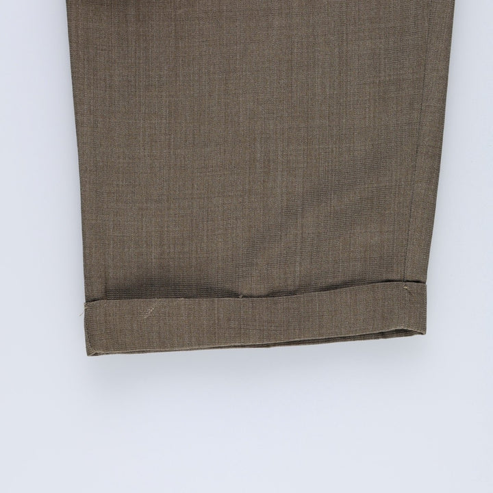 Slates ORIGINAL FIT Two-Pleat Slacks Pants, Men's Size W34 (approx.) polyester brown type Vintage Second Hand