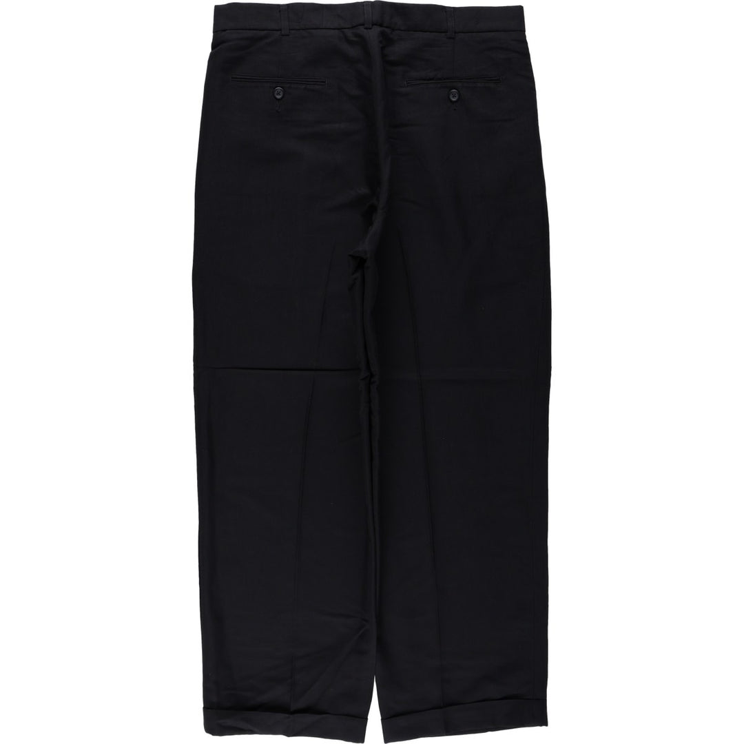 Perry Ellis men's two-pleat slacks, size W35 (approx.) Rayon black type Vintage Second Hand