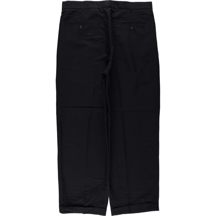Perry Ellis men's two-pleat slacks, size W35 (approx.) Rayon black type Vintage Second Hand