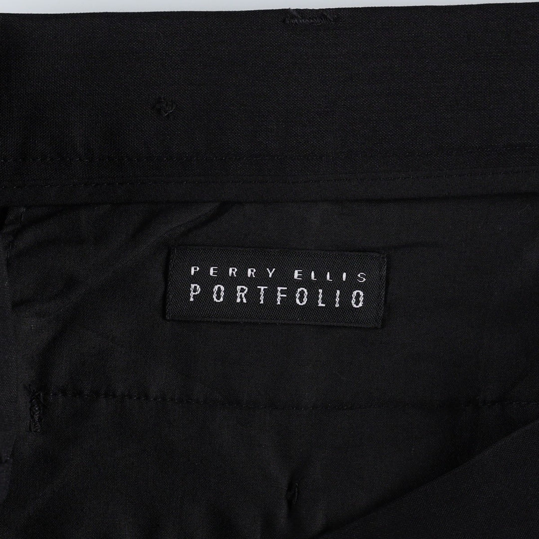 Perry Ellis men's two-pleat slacks, size W35 (approx.) Rayon black type Vintage Second Hand