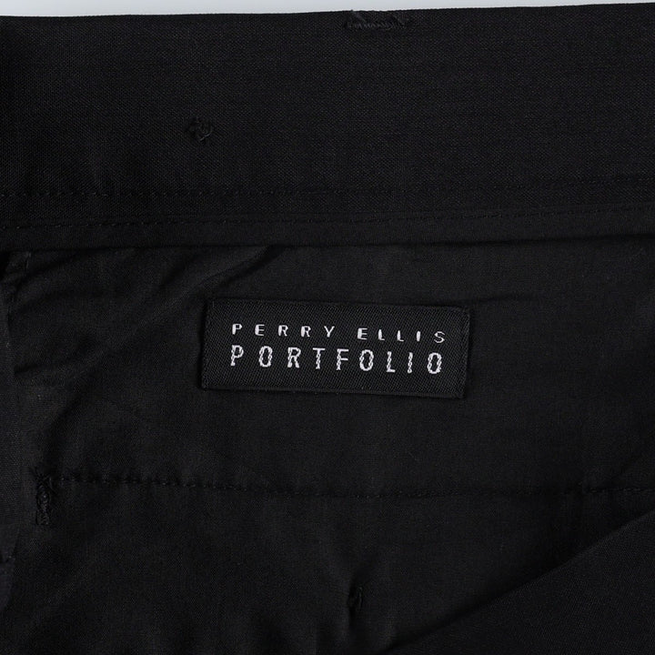 Perry Ellis men's two-pleat slacks, size W35 (approx.) Rayon black type Vintage Second Hand
