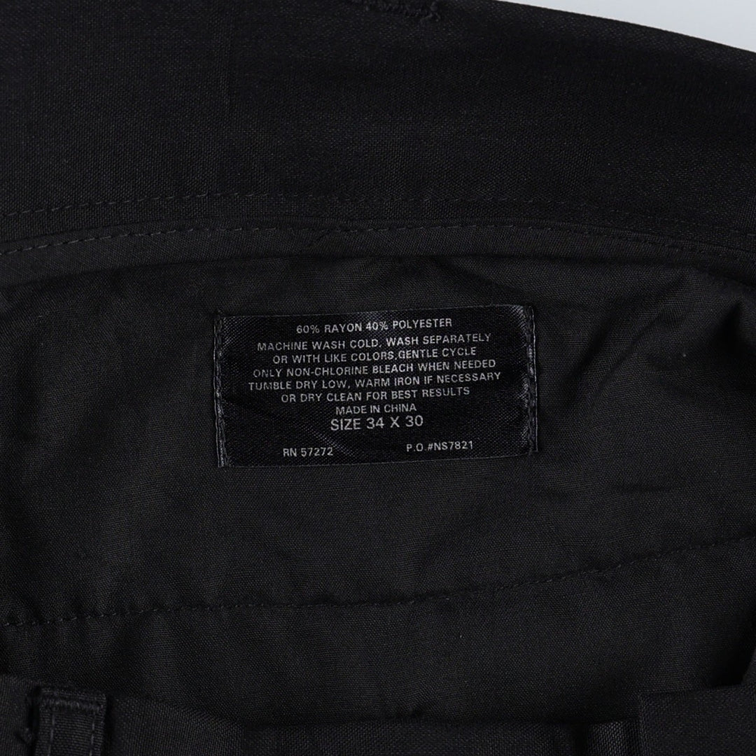 Perry Ellis men's two-pleat slacks, size W35 (approx.) Rayon black type Vintage Second Hand