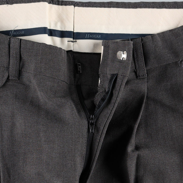 Haggar Two-pleat Slacks, Men's, Size W33 polyester Charcoal Vintage Second Hand