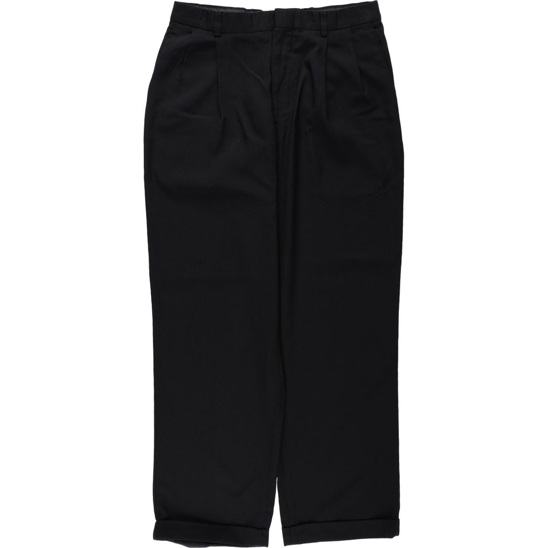 Perry Ellis men's two-pleat slacks, size W31 (approx.) polyester black type Vintage Second Hand