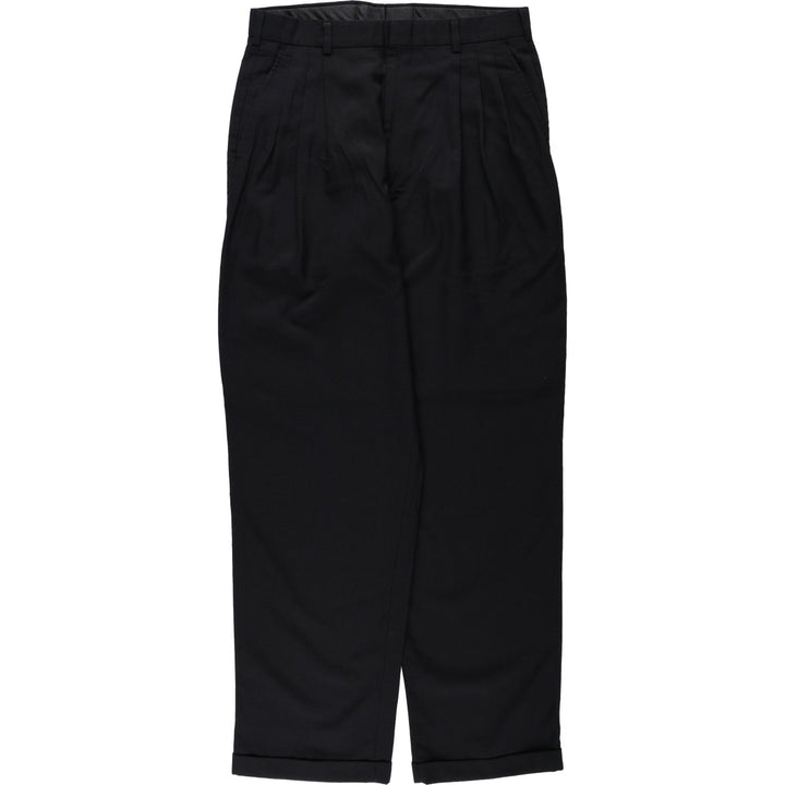 CITY STREETS Three-Pleat Slacks Pants, Men's Size W31 (approx.) polyester black type Vintage Second Hand