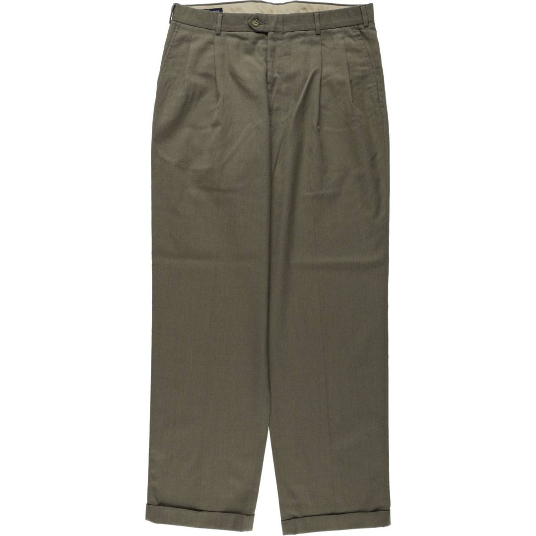 Hartmarx John Alexander Two-Pleat Slacks, Made in USA, Men's Size W34 (approx.) polyester Khaki type sage green Vintage Second Hand